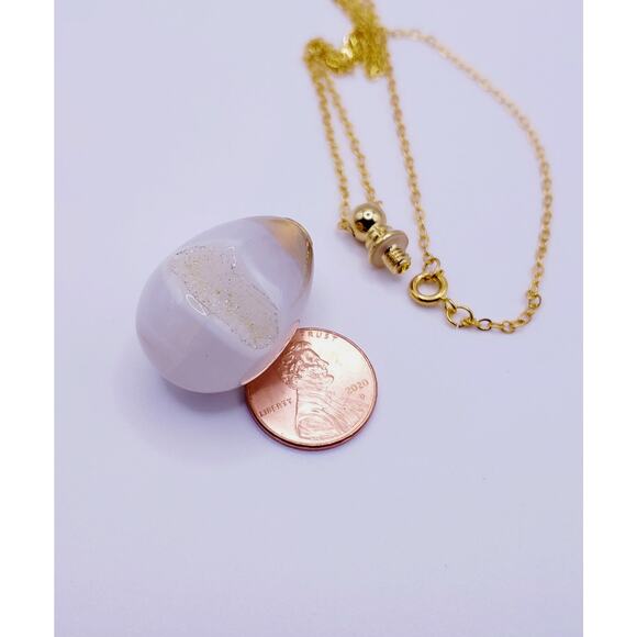 Beautiful Natural Druzy Stone Quartz Unique Gemstone Bottle Necklace - Picture 4 of 4